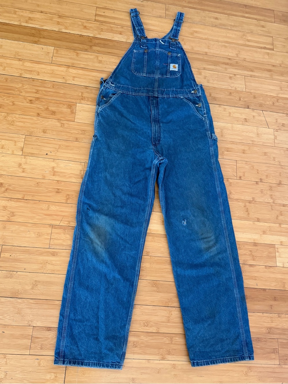 Carhartt Blue Denim Carpenter Overalls with Bib Pocket